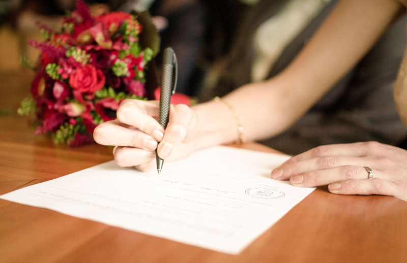 Signing Marriage License